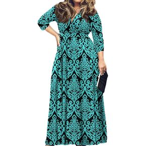 فستان POSESHE نسائي طويل برقبة على شكل حرف V وأكمام 3/4 مقاس كبير للحفلات المسائية in Kuwait