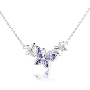 WINNICACA Butterfly Choker Necklace s925 Sterling Silver Birthstone Pendant Necklace Jewelry Gifts for Women Teen Girls Girlfriend Wife Wedding Birthday Christmas gifts
