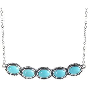 Guptue Genuine Turquoise Pendant Natural Turquoise Jewel Pendant Sterling Silver Necklace Egg-shaped