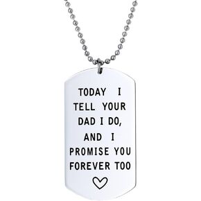 Melix Home Stepson Gifts Dog Tag Necklace Today I Tell Your Dad I Do I Promise You Forever Too Stepdaughter Gift from Stepmother