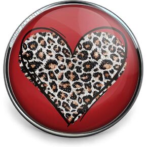 Leopard Print Heart Snap Jewelry Cheetah Design 18MM Ginger Charm Button Fits Women's Customizable Bracelets, Necklaces, Keychains, Rings