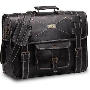 HULSH Spacious and Stylish Leather laptop bag for men large mens Black leather briefcase bag for men Perfect day companion Vintage look Handmade leather messenger bag for men 17 inch laptop device