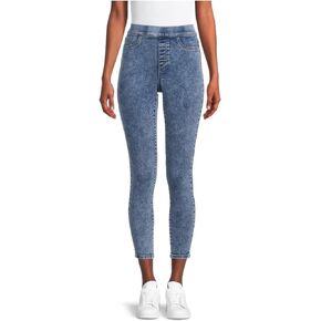 No Boundaries Junior's Acid Wash High Rise Pull-On Jeggings - 3XL Blue