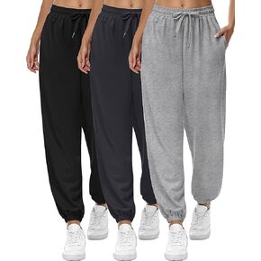 3 Pcs Womens Sweatpants High Waisted Jogger Pants Women Cinch Bottom Sweatpants Trendy Baggy Joggers with Pockets