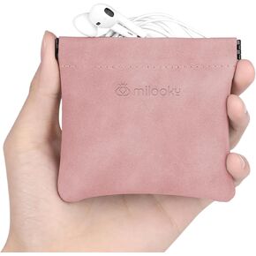 Miloocul 1PCS Earphone Case Pouch Waterproof Earbud Pouch Small Change Purse Portable Coin Purse Pouch for Women and Men (Pink)
