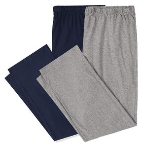 Mens Pajama Sleep Pants 100% Cotton Knit Elastic Waistband Lounge Wear Long 2 Pack
