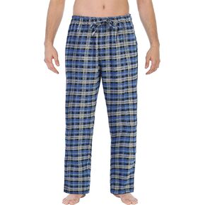Gioberti Mens Yarn Dye Brushed Flannel Pajama Pants, Elastic Waist