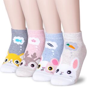 Cute and Fun Pattern Design Women's Cotton Blend Casual Crew Quarter Ankle Sneakers Socks