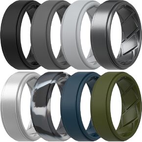 Saco Band Silicone Ring Wedding Band for Men - 8mm Width 2.3mm Thick