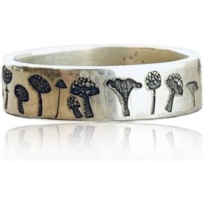 New Vintage Mushroom Ring For Women Men Bohemian Delicate Handmade Carved Flower Ring Engagement Wedding Band Jewelry Gift