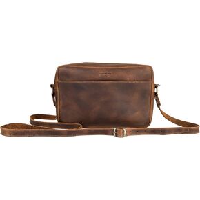 Heather's by Hide & Drink, Squared Crossbody Bag Handmade from Full Grain Leather - Trendy Crossbody, Stylish Shoulder Bag for Everyday Use or Travel - Bourbon Brown in Kuwait