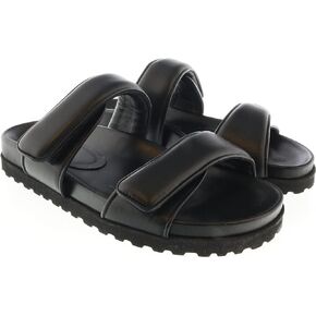Gia Borghini Black Gia x Pernille Double Strap Leather Slides for Womens