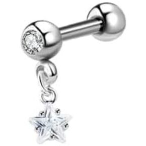 16G Short Barbell w/Hanging Star - Cartilage Body Jewelry - Tragus, Lobes & More