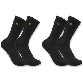 Carhartt Men's Force Midweight Crew Sock 2 Pack, Black, X-Large