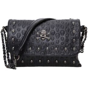 Rullar Punk Women Shoulder Top-handle Bag Skull Chain SatchelTote Handbag Purse Clutch