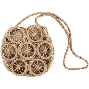 Sun Kea Women's Designer Shoulder Bag Creative Lemon Circles Crochet Handbag Purse 2-in-1 Messenger Bag