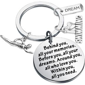 FEELMEM Swim Keychain Swimming Lover Gifts Swim Team Gifts Behind You All Your Memories Keychain Inspiration Gifts