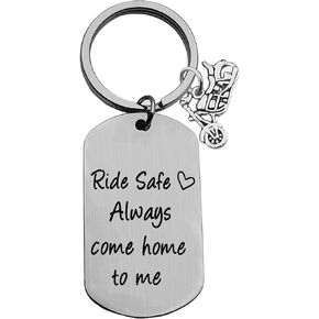 Boyfriend Biker Gift Ride Safe Keychain Valentine's Day Jewelry Motorcycle Keychain New Driver Gift Jewelry for Husband Son Family Friend Christmas Birthday Gift for Boyfriend Father's Day Gift