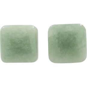 NOVICA Artisan Handmade Jade Stud Earrings Apple Green Square from Guatemala .925 Sterling Silver 'Simply Luxurious'
