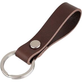 BeeSpring Leather Keychain Handcraft Silver Key Ring Lanyard Handmade