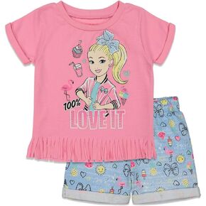 JoJo Siwa Girls T-Shirt and French Terry Shorts Outfit Set Toddler to Big Kid