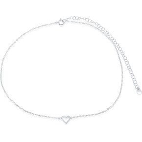 Sterling Silver Heart Italian 12+4" Choker Necklace