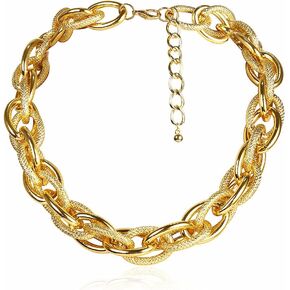 N A Chunky Gold Chain Necklace Heavy Silver Chain Necklace Punk Choker Rectangle Curb Cuban Link Necklace Women