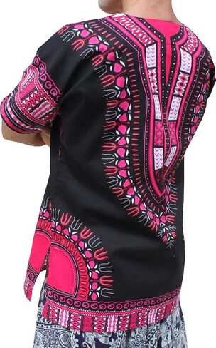 قميص RaanPahMuang ماركة RaanPahMuang للجنسين باللون الأسود اللامع من القطن الأفريقي Dashiki من الأمام in Saudi Arabia
