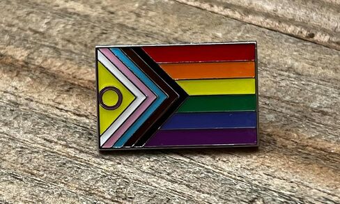 Intersex Inclusive Progress Pride Lapel Pin Silver 1" in Saudi Arabia