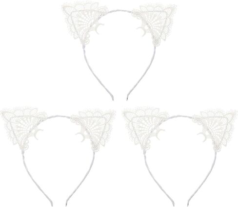 Beaupretty Cute Hair Band Turban Headband Hollow Lace Hair Band 3pcs Lace Cat Ear Headband Scarf Modeling Miss Fabric Party Hair Accessory Childrens Place Girls Clothes in Saudi Arabia