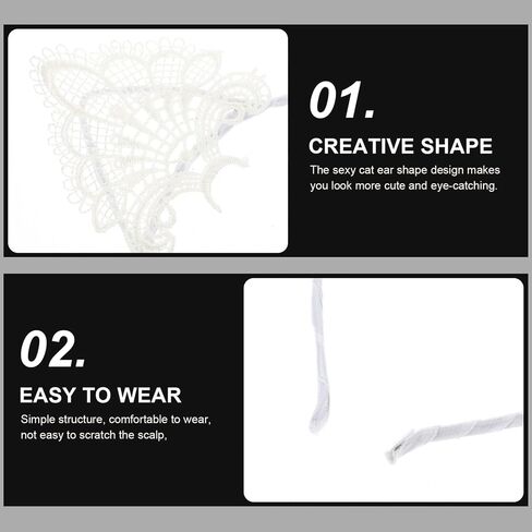 Beaupretty Cute Hair Band Turban Headband Hollow Lace Hair Band 3pcs Lace Cat Ear Headband Scarf Modeling Miss Fabric Party Hair Accessory Childrens Place Girls Clothes in Saudi Arabia