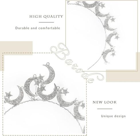 Barode Moon Crown Headband Silver Star Bride Tiaras Bridal Wedding Headpiece Princess Angel Prom Birthday Party Hair Accessories for Women in Kuwait