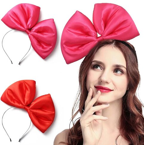 Olbye Bow Headbands Red Bows Hairbands Christmas Halloween Cosplay كبير فيونكة زي القوس للنساء قطعتين in Kuwait