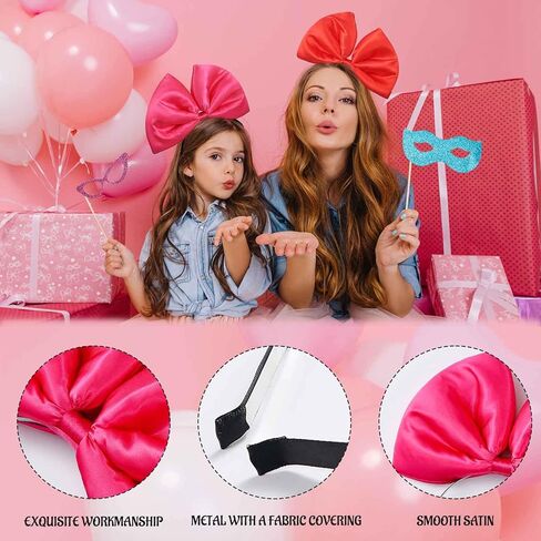 Olbye Bow Headbands Red Bows Hairbands Christmas Halloween Cosplay كبير فيونكة زي القوس للنساء قطعتين in Kuwait