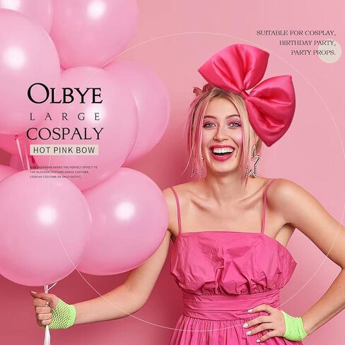 Olbye Bow Headbands Red Bows Hairbands Christmas Halloween Cosplay كبير فيونكة زي القوس للنساء قطعتين in Kuwait