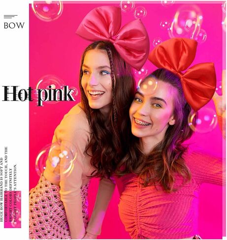 Olbye Bow Headbands Red Bows Hairbands Christmas Halloween Cosplay كبير فيونكة زي القوس للنساء قطعتين in Kuwait