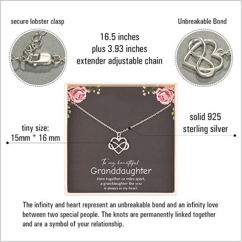 RareLove Granddaughter Gifts from Grandma,Gifts for Granddaughter,925 Sterling Silver Tiny Infinity Heart Necklaces Birthday Jewelry,Valentines Day Gifts for Granddaughter,Graduation Gifts in Saudi Arabia