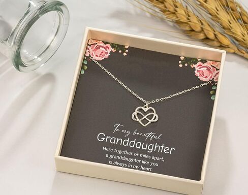 RareLove Granddaughter Gifts from Grandma,Gifts for Granddaughter,925 Sterling Silver Tiny Infinity Heart Necklaces Birthday Jewelry,Valentines Day Gifts for Granddaughter,Graduation Gifts in Saudi Arabia