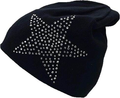 Women Winter Warm Beanie Hat Rhinestone Star Print Y2k Fashion Warm Winte Accessories Slouchy Hat in Saudi Arabia