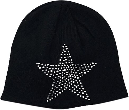Women Winter Warm Beanie Hat Rhinestone Star Print Y2k Fashion Warm Winte Accessories Slouchy Hat in Saudi Arabia