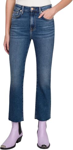 7 For All Mankind Women's High Waist Slim Kick Jeans, Blue Print, 30 Regular in Saudi Arabia
