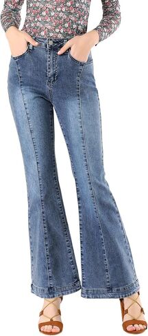 Allegra K Women's High Waist Flare Jeans Retro Stretchy Denim Jean Pants Bell Bottom Jeans in Saudi Arabia
