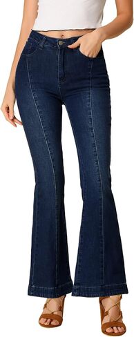 Allegra K Women's High Waist Flare Jeans Retro Stretchy Denim Jean Pants Bell Bottom Jeans in Saudi Arabia