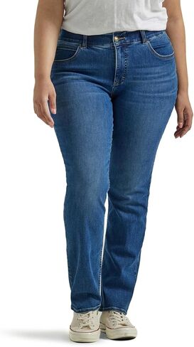 Lee Women's Size Ultra Lux Comfort with Flex Motion Straight Leg Jean, Cobalt Sheen, 20 Plus Petite in Kuwait