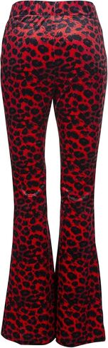 Women's Red Leopard Print Bell Bottoms Cheetah Punk Rock Pants M in Kuwait