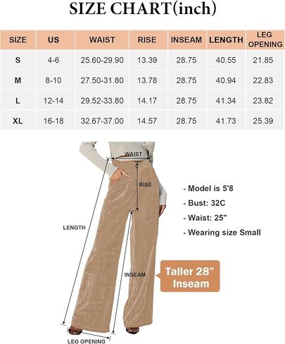 سروال مخملي للنساء من فايبل، سروال بالازو بخصر مرتفع وارجل واسعة، ملابس كاجوال طويلة فضفاضة مع جيوب in Kuwait