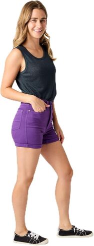 Judy Blue Purple Reign High Waist Tummy Control Garment Dyed Shorts 150268- in Saudi Arabia