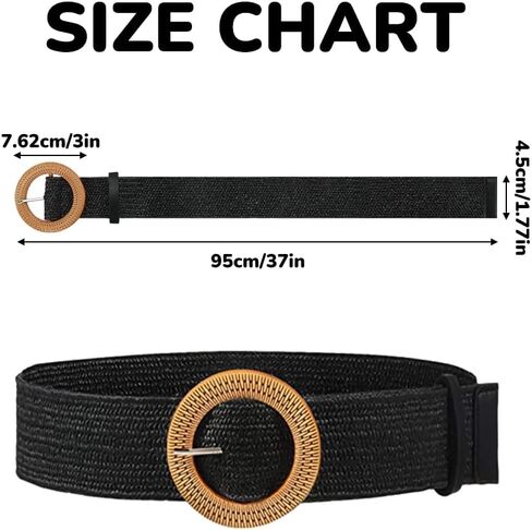 HMIEPRS 4 عبوات من أحزمة الخصر المطاطية المنسوجة من القش، أحزمة خصر مضفرة بوهو للنساء in Kuwait