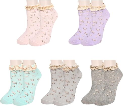 جوارب قصيرة للسيدات والفتيات من Benefeet Sox لطيفة على شكل خس مزركش للكاحل، جوارب قصيرة ممتعة ومبتكرة ومكشكشة من الزهور in Saudi Arabia