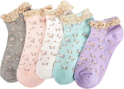 جوارب قصيرة للسيدات والفتيات من Benefeet Sox لطيفة على شكل خس مزركش للكاحل، جوارب قصيرة ممتعة ومبتكرة ومكشكشة من الزهور in Saudi Arabia